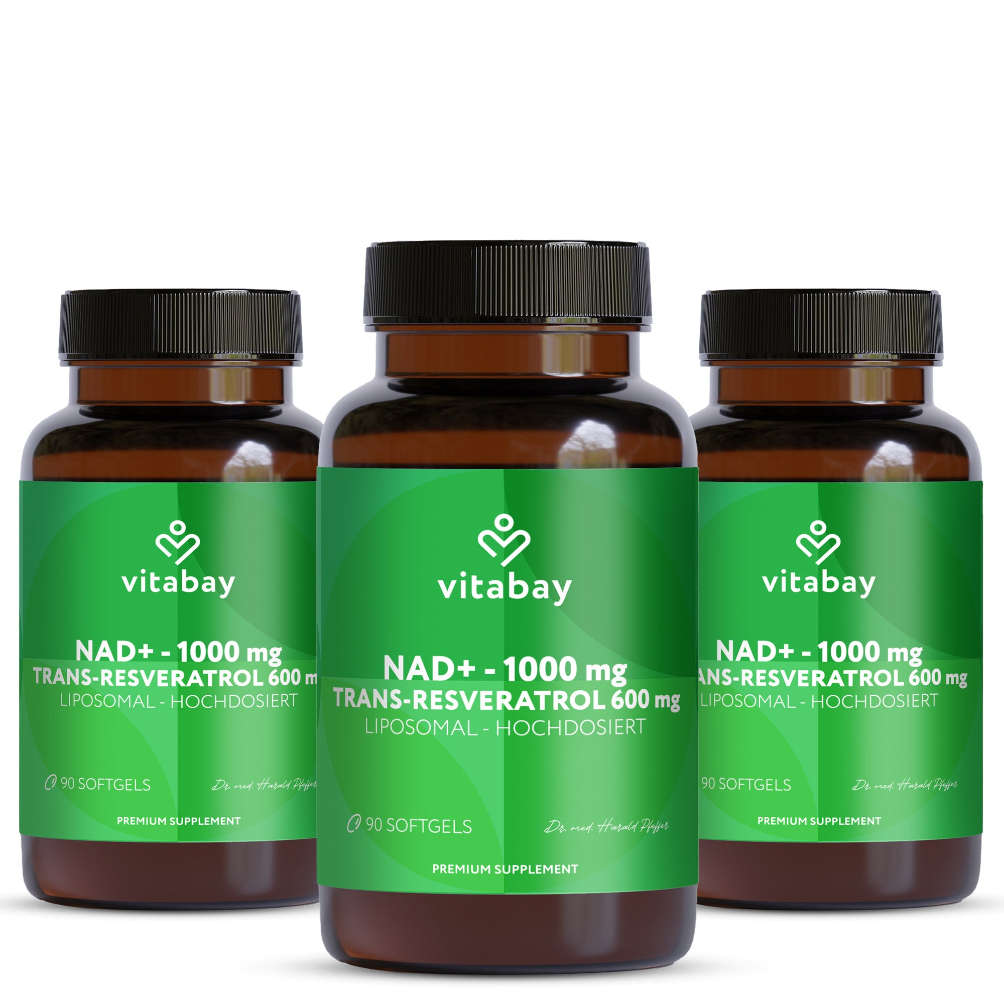 NAD+ 1000 mg Trans-Resveratrol 600 mg liposomal - hochdosiert - 90 vegane Softgels
