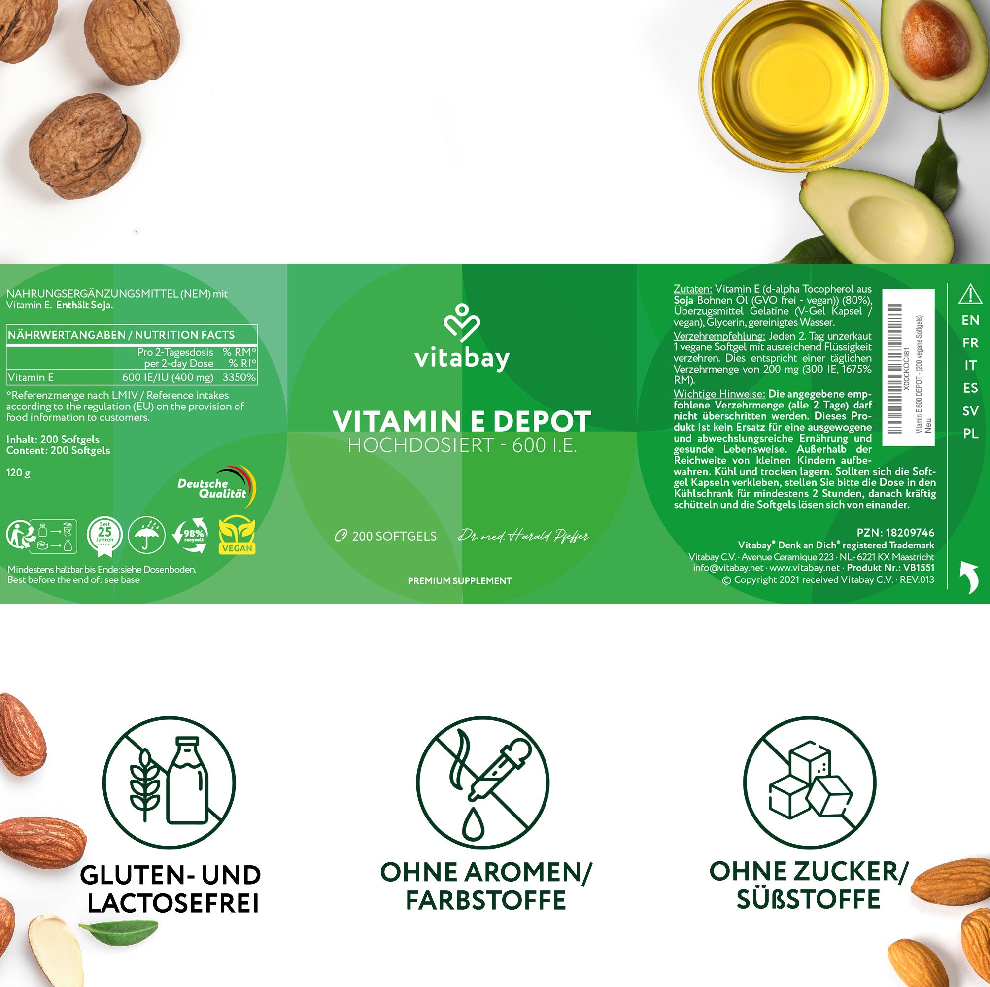 Vitamin E 600 IE Depot - Vegane Softgels