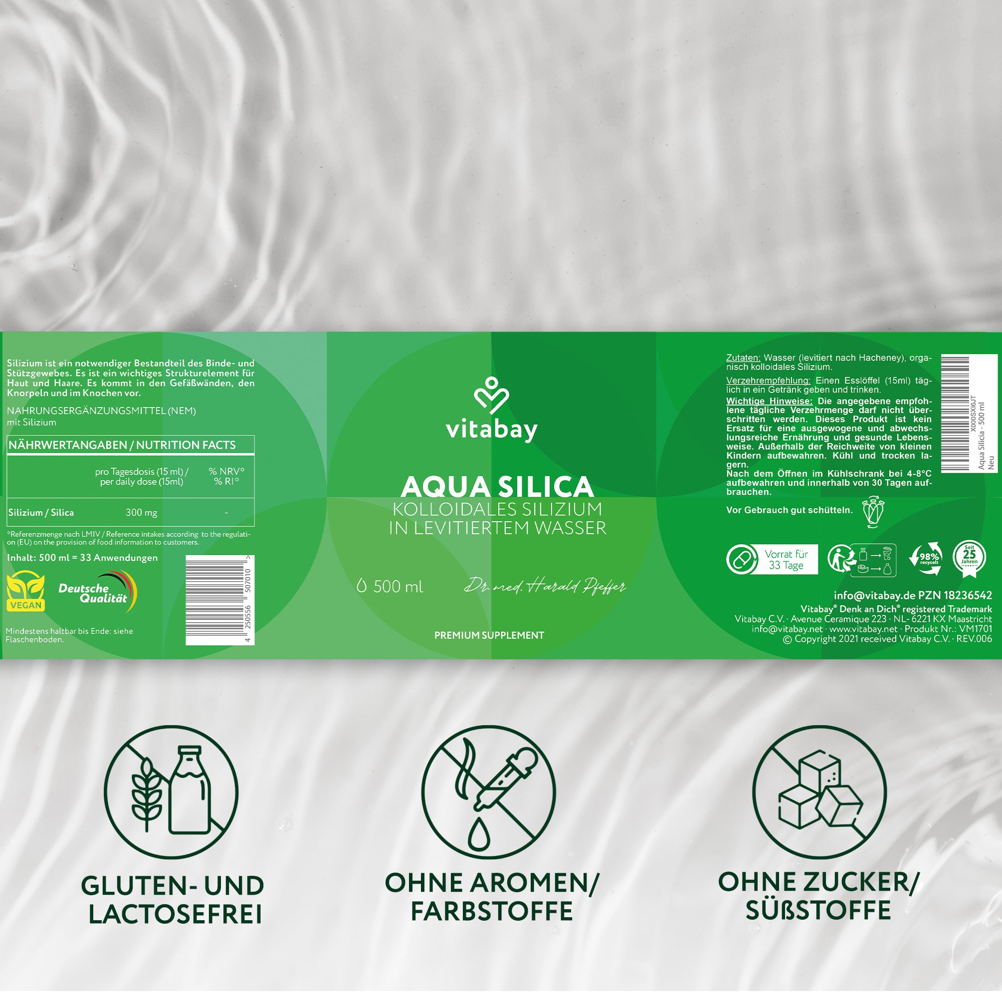 Aqua Silica - Silicio colloidale organico in acqua levitata - 500 ml