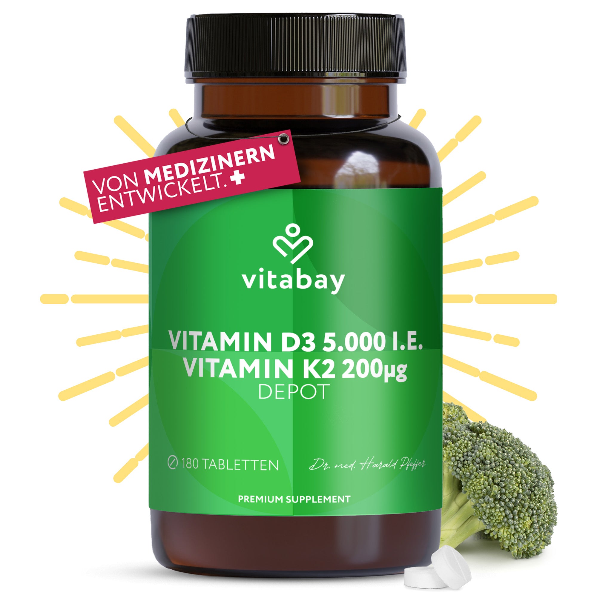 Vitamina D3 Depot 5000 UI + Vitamina K2 100mcg - 180 compresse vegane