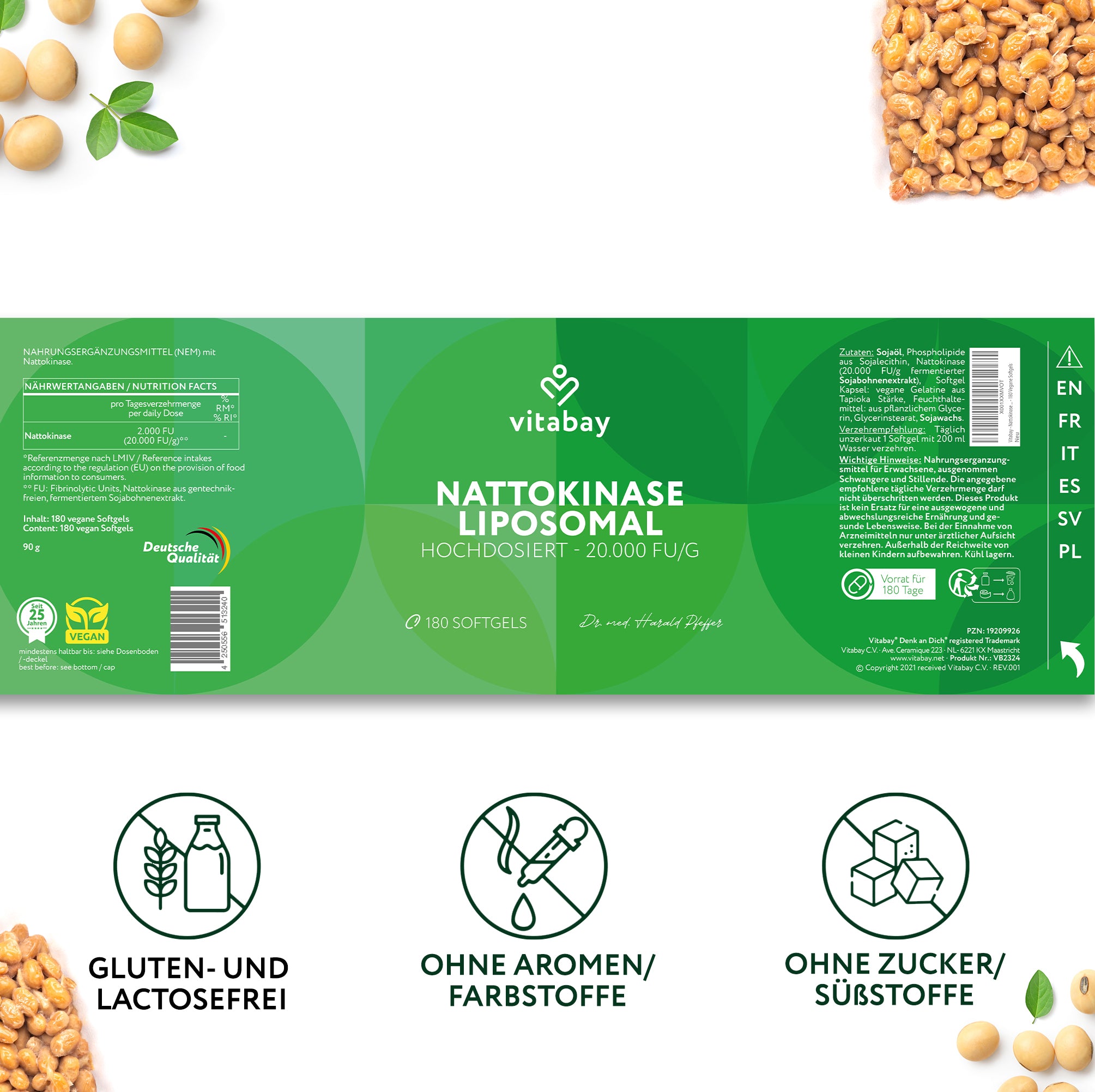 Nattokinase liposomiale 100 mg - 20.000 FU - 180 Softgel vegani