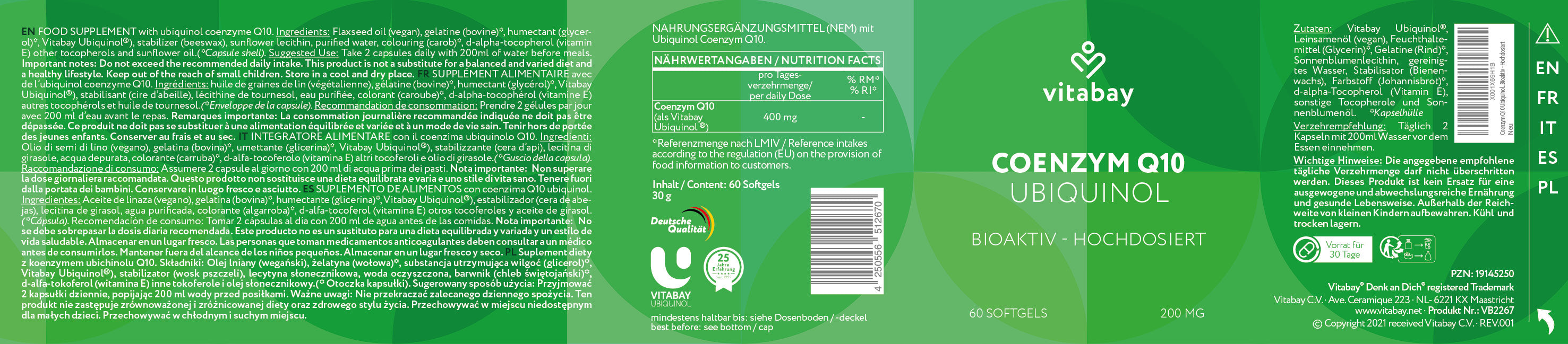 Coenzima Q10 Ubichinolo 200 mg Bioattivo - 60 Capsule molli