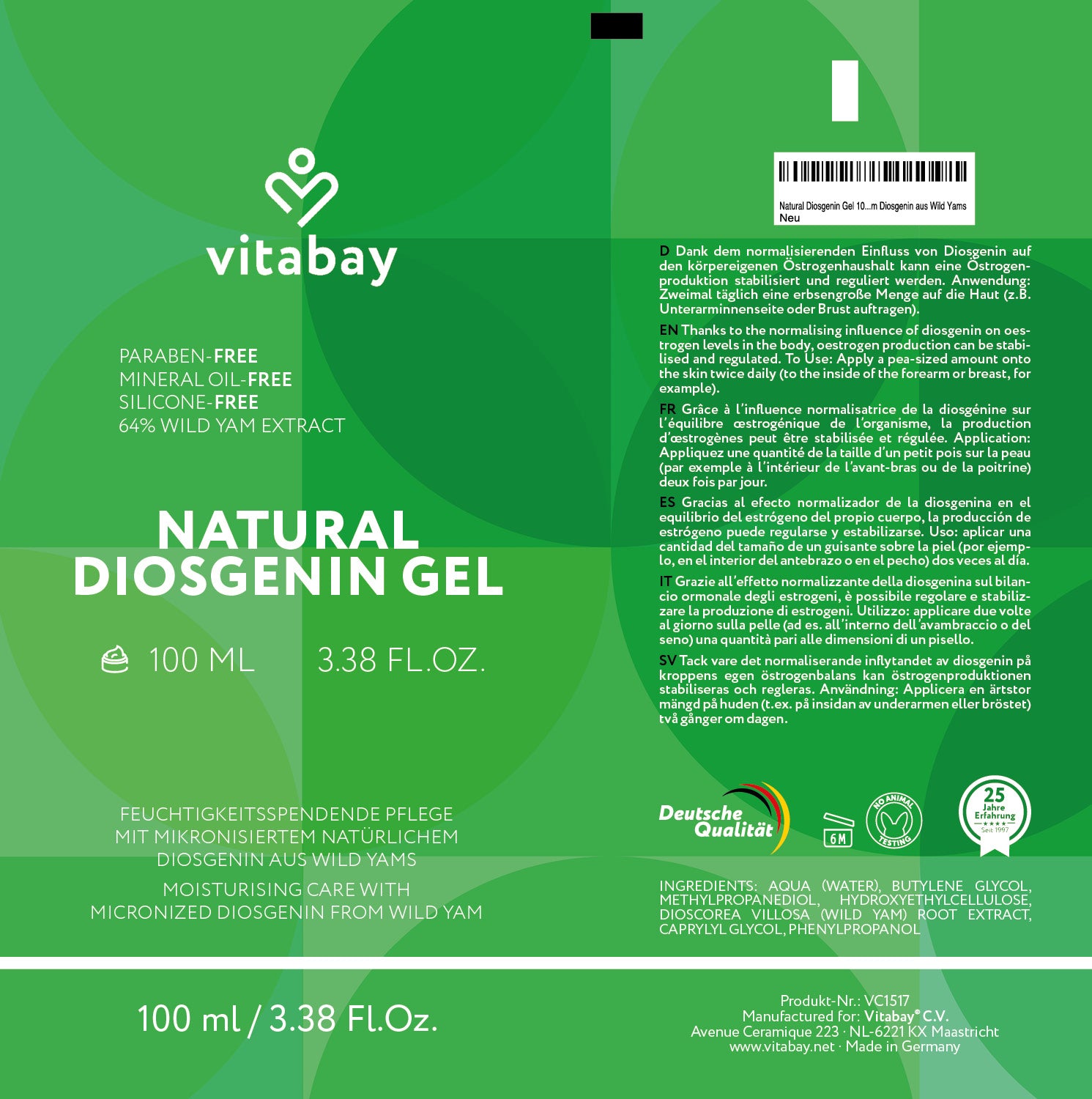 Gel naturale alla diosgenina extra forte - 64% di diosgenina (dall'80% di estratto di igname selvatico)