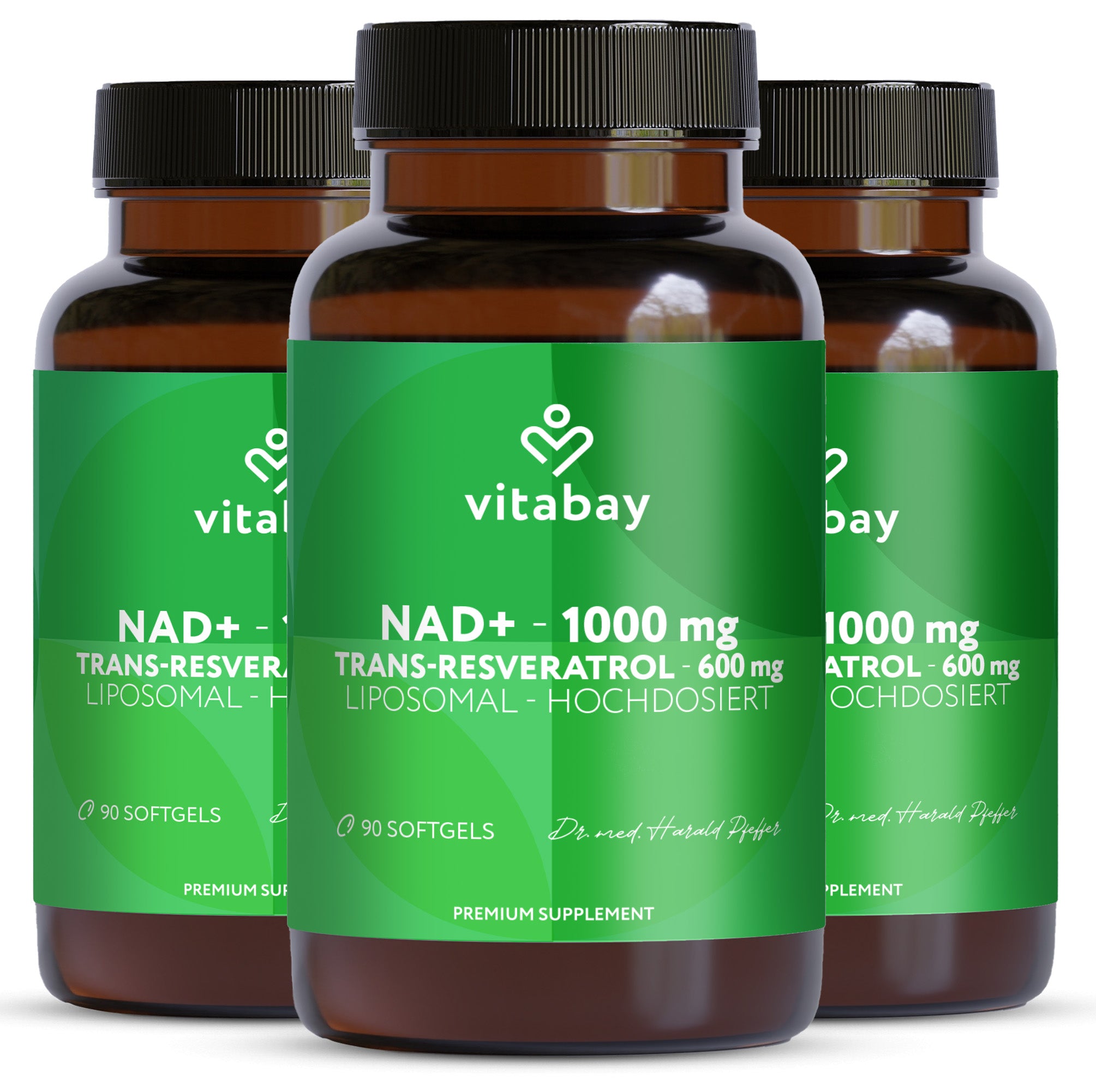 NAD+ 1000 mg Trans-Resveratrol 600 mg liposomal - 90 vegane Softgels