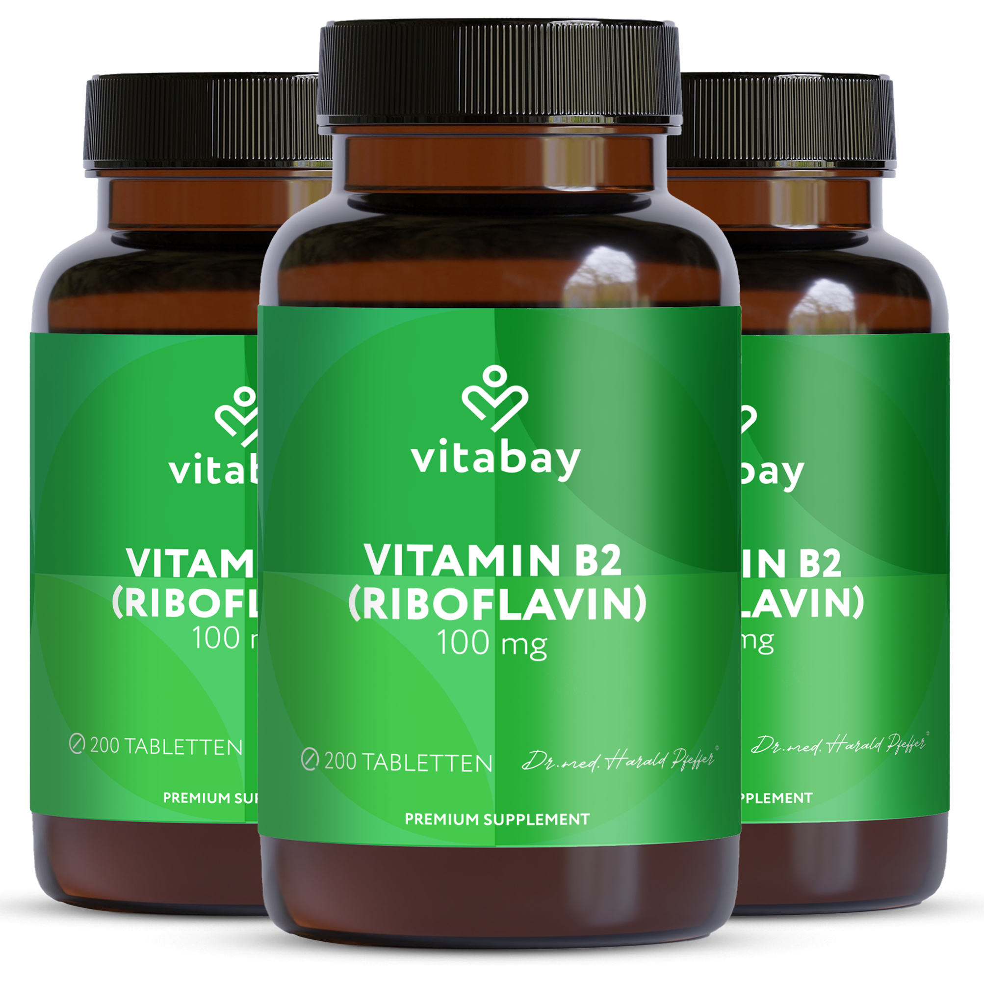 Vitamin B2 Riboflavin 100 mg  - 200 vegane Tabletten