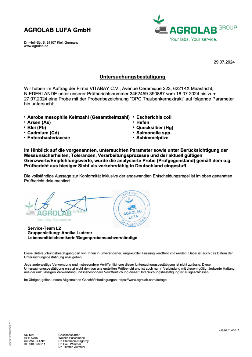 Laborzertifikat im A4-Format