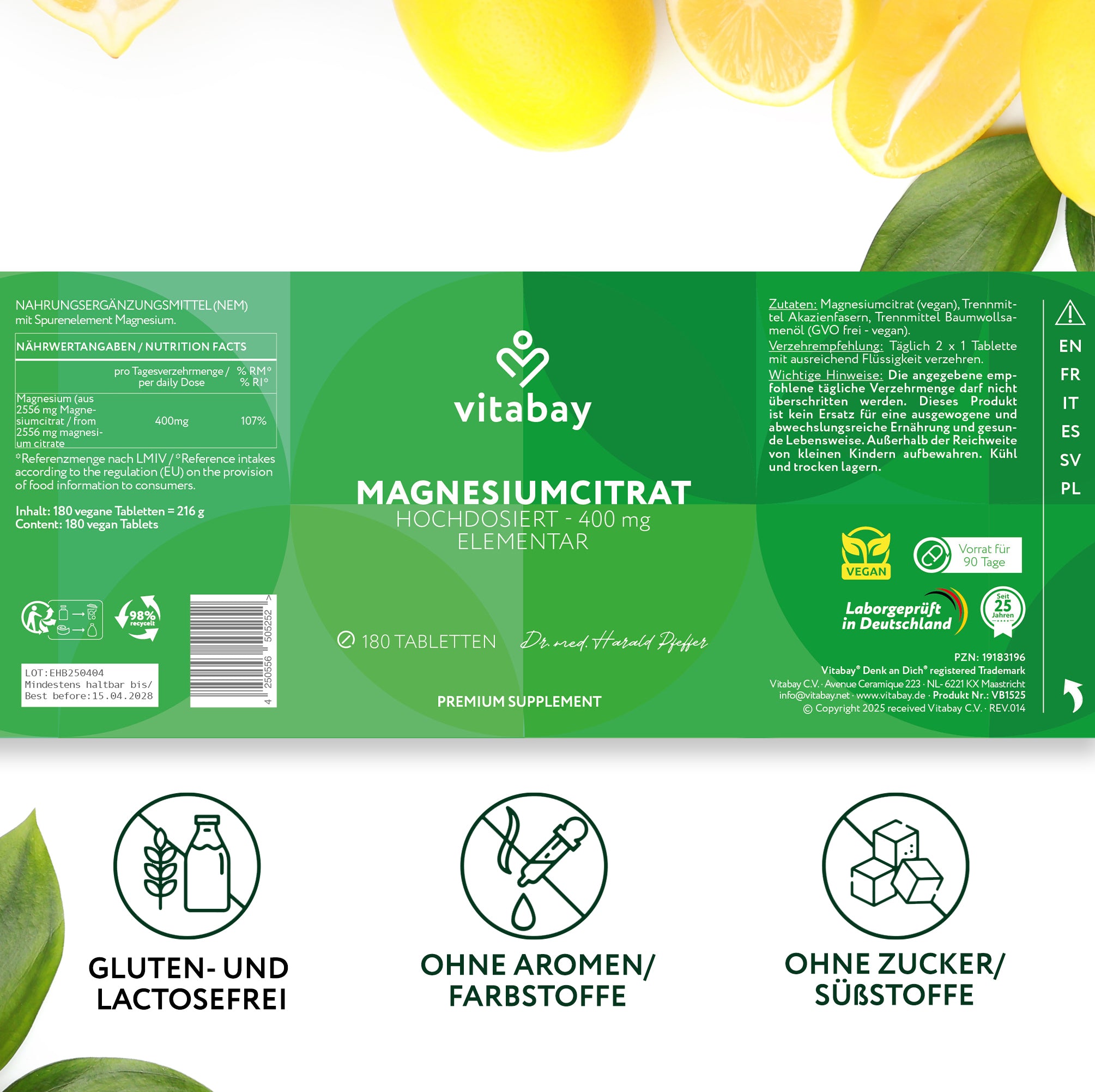 Citrato di Magnesio 200mg - 180 compresse vegane