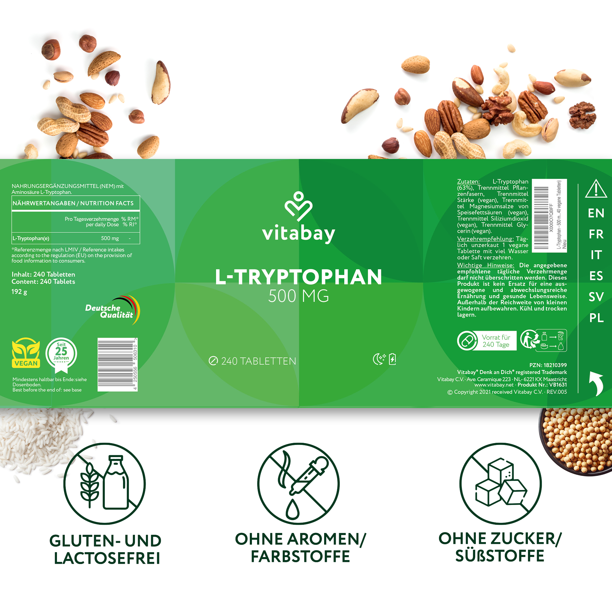 L-Triptofano 500mg vegano