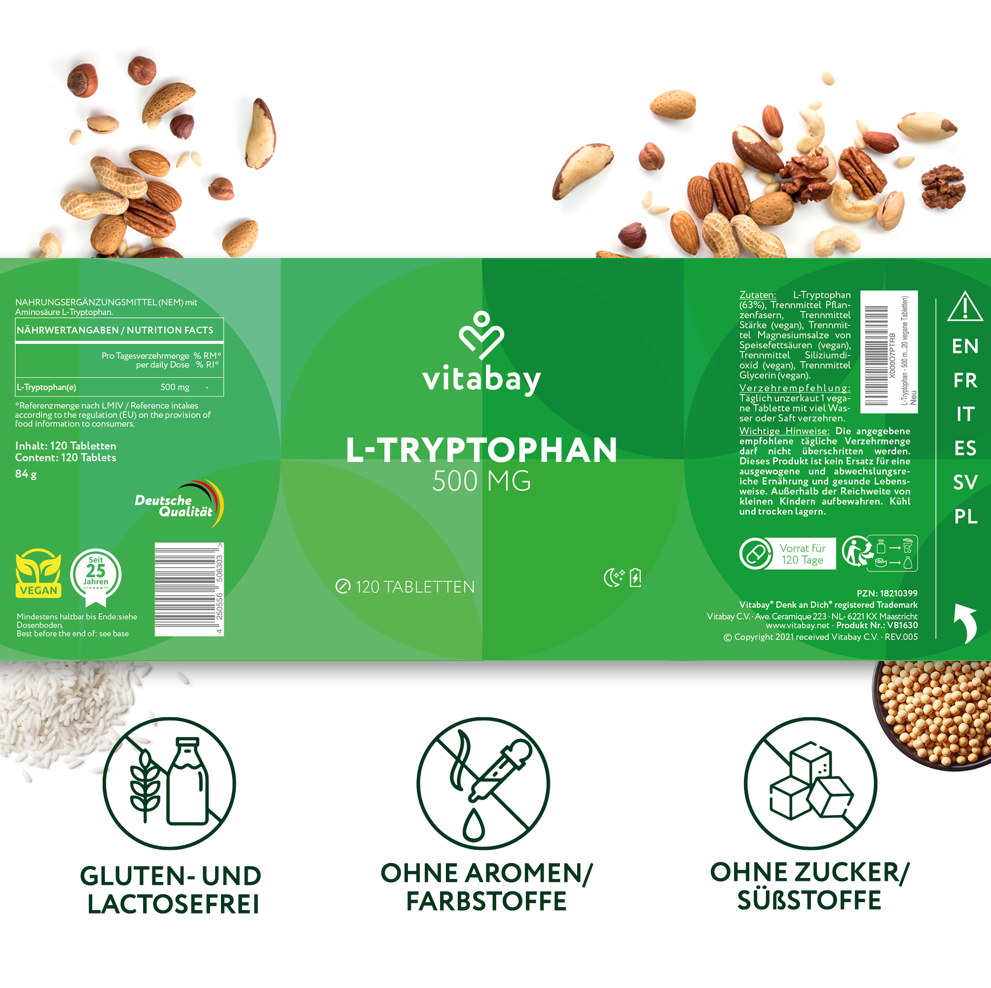 L-Triptofano 500mg vegano