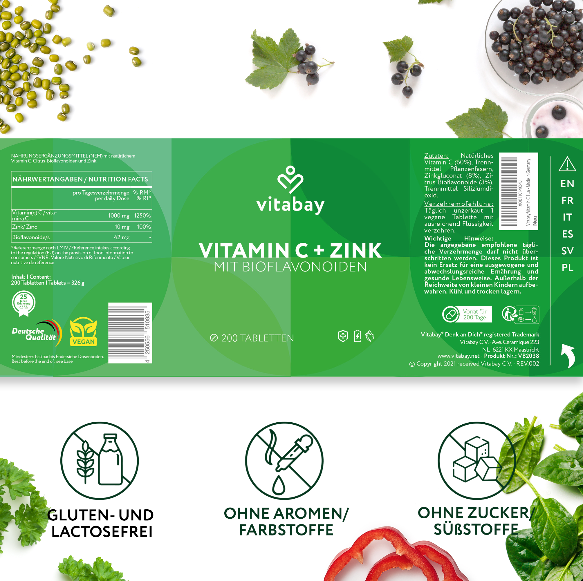 Vitamina C 1000 mg + Zinco - 200 compresse vegane