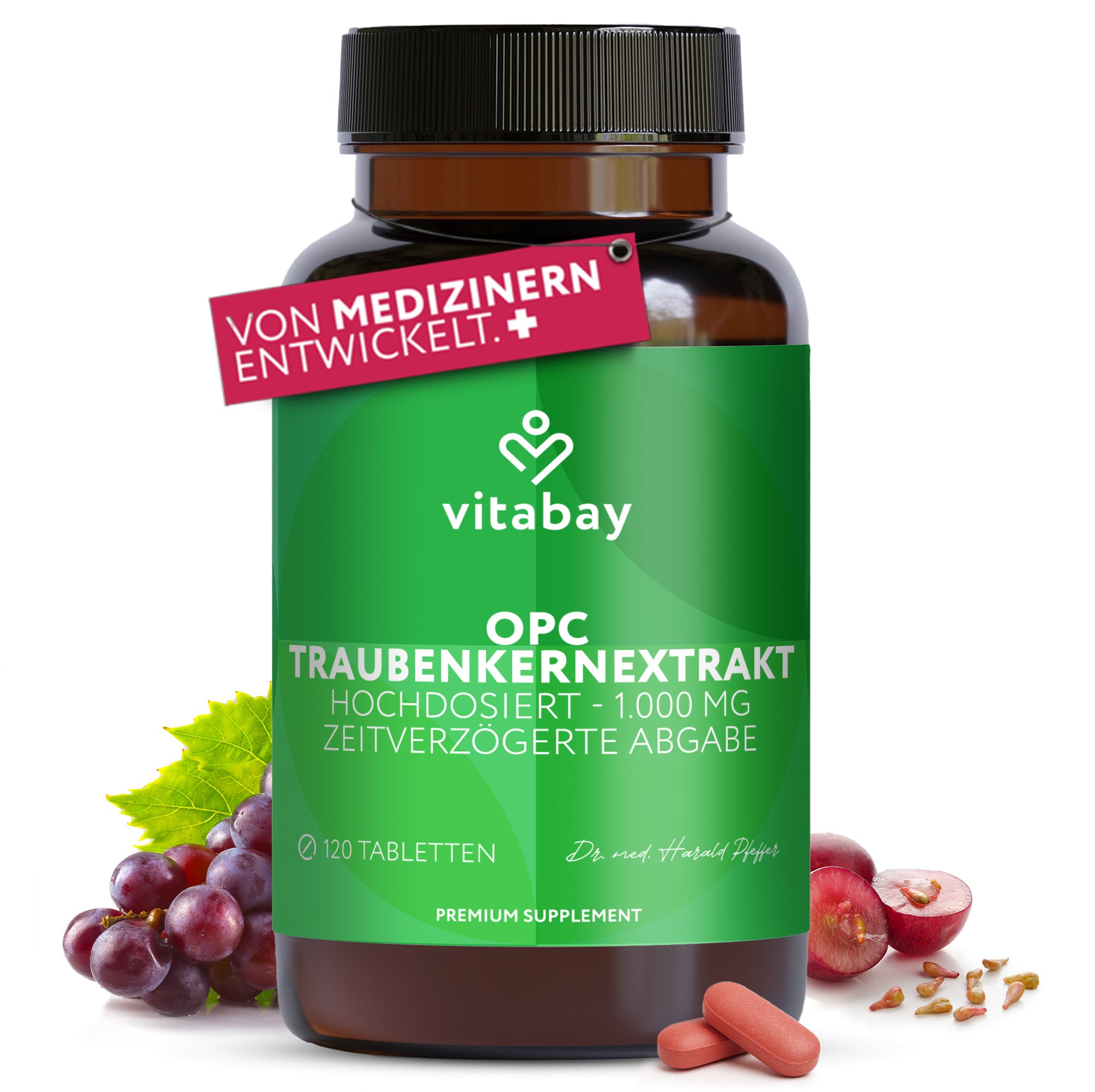 Estratto di semi d'uva OPC alto dosaggio - 1000 MG - 120 compresse vegane