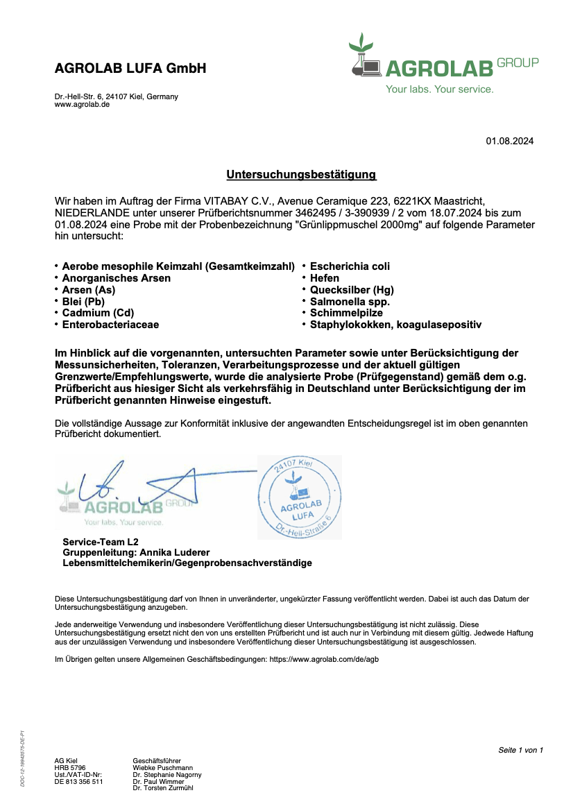 Laborzertifikat im A4-Format