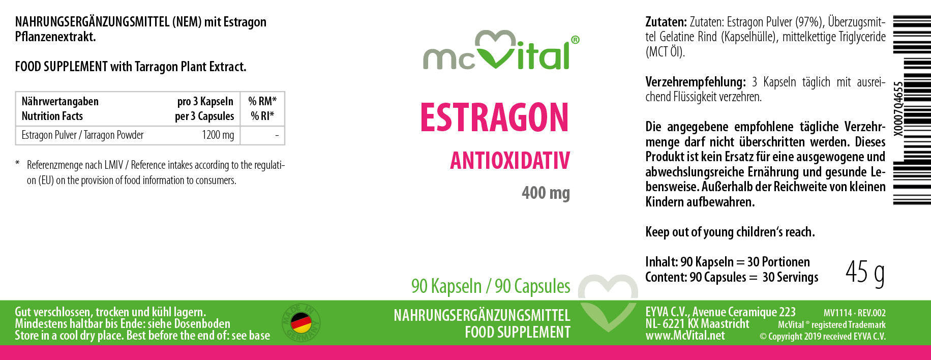 Dragoncello - Antiossidante - 400 mg - 90 capsule