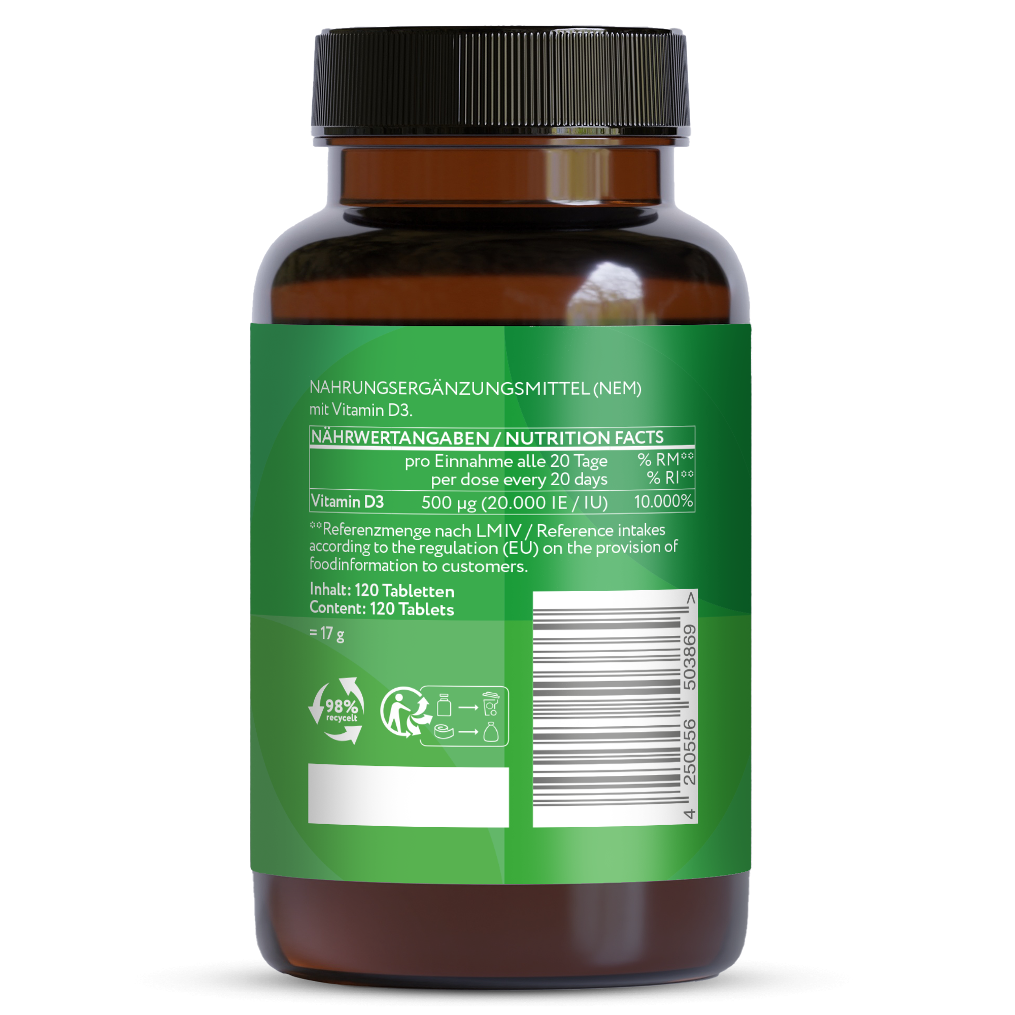 Deposito di vitamina D3 20.000 UI - Compresse vegane