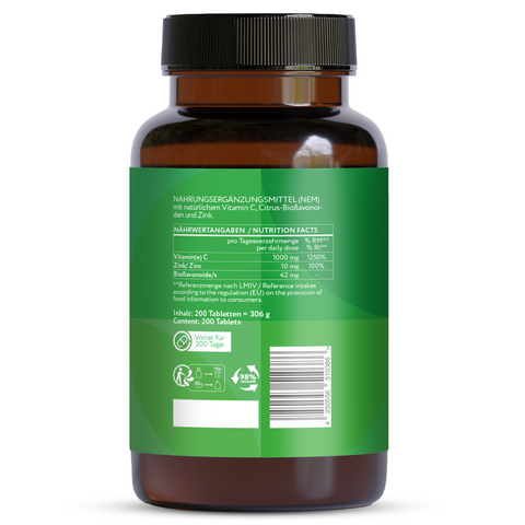 Vitamin C 1000 mg + Zink - 200 vegane Tabletten