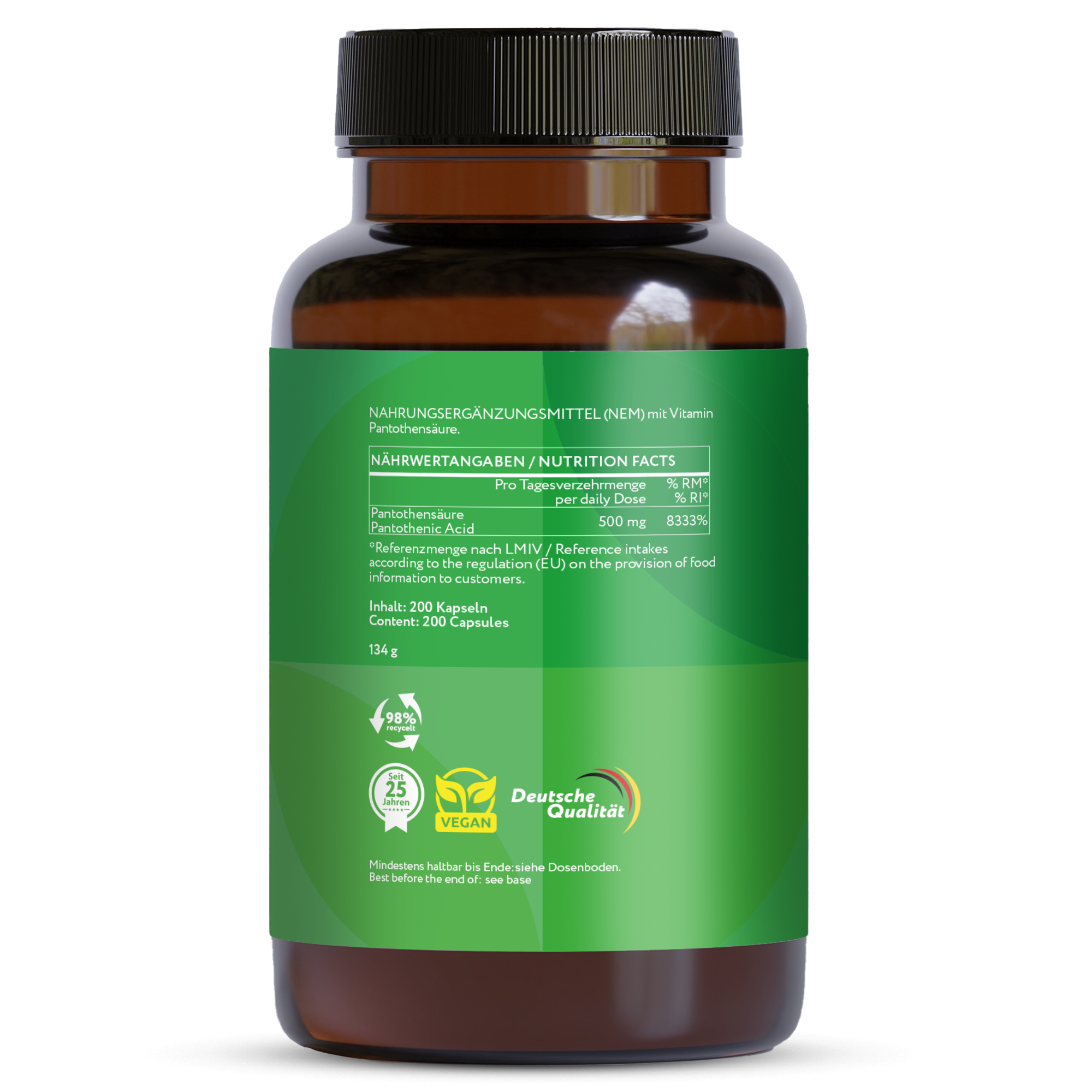Acido pantotenico (vitamina B5) enterico resistente - 500 mg