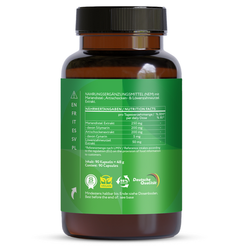Complesso di cardo mariano con carciofo e dente di leone - 90 Capsule vegane