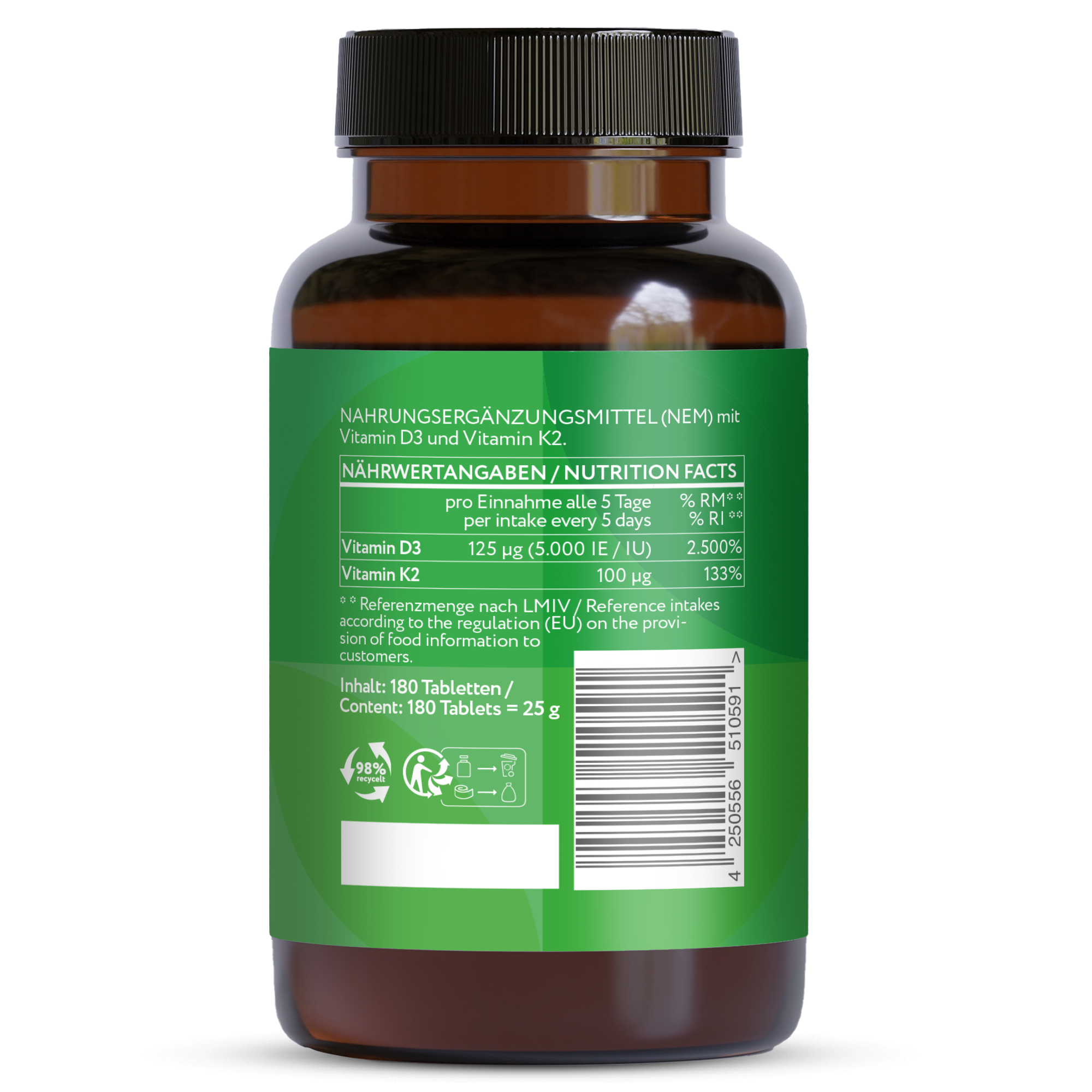 Vitamina D3 Depot 5000 UI + Vitamina K2 100mcg - 180 compresse vegane