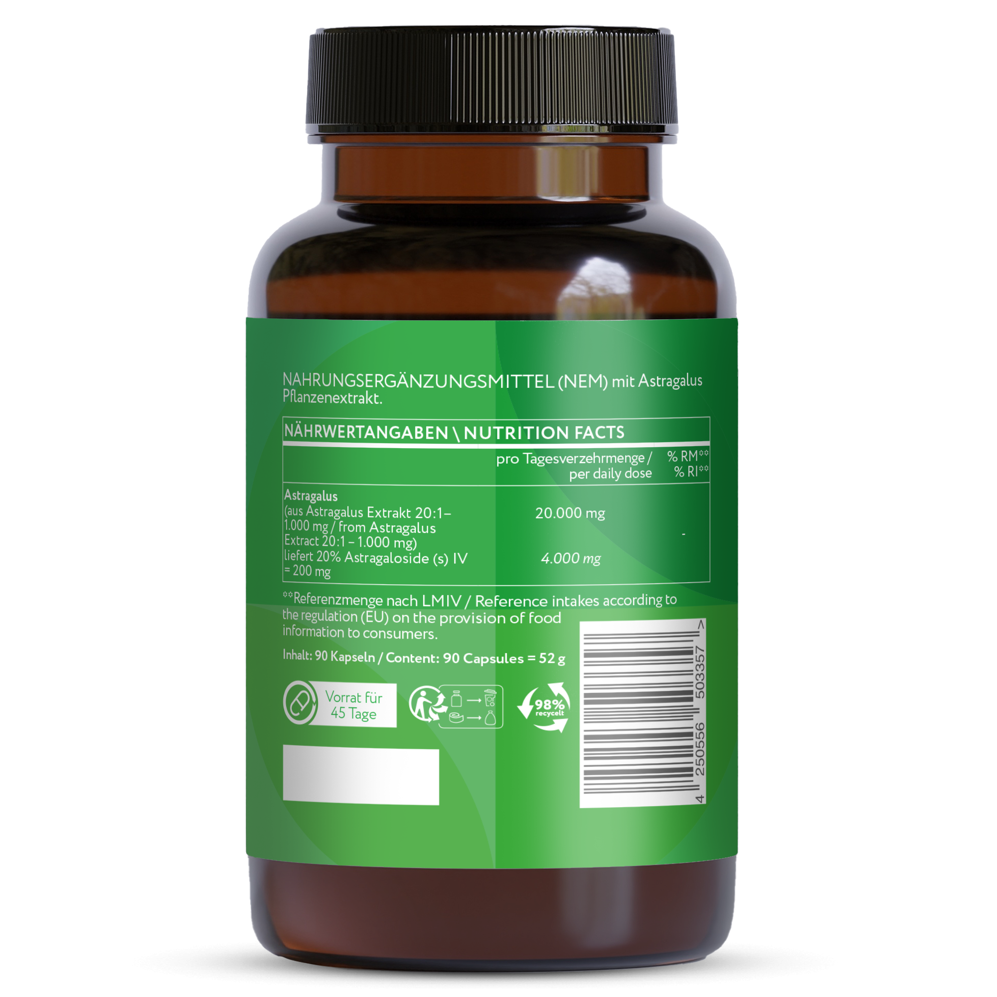 Estratto di astragalo - 1600 mg - 90 capsule vegane
