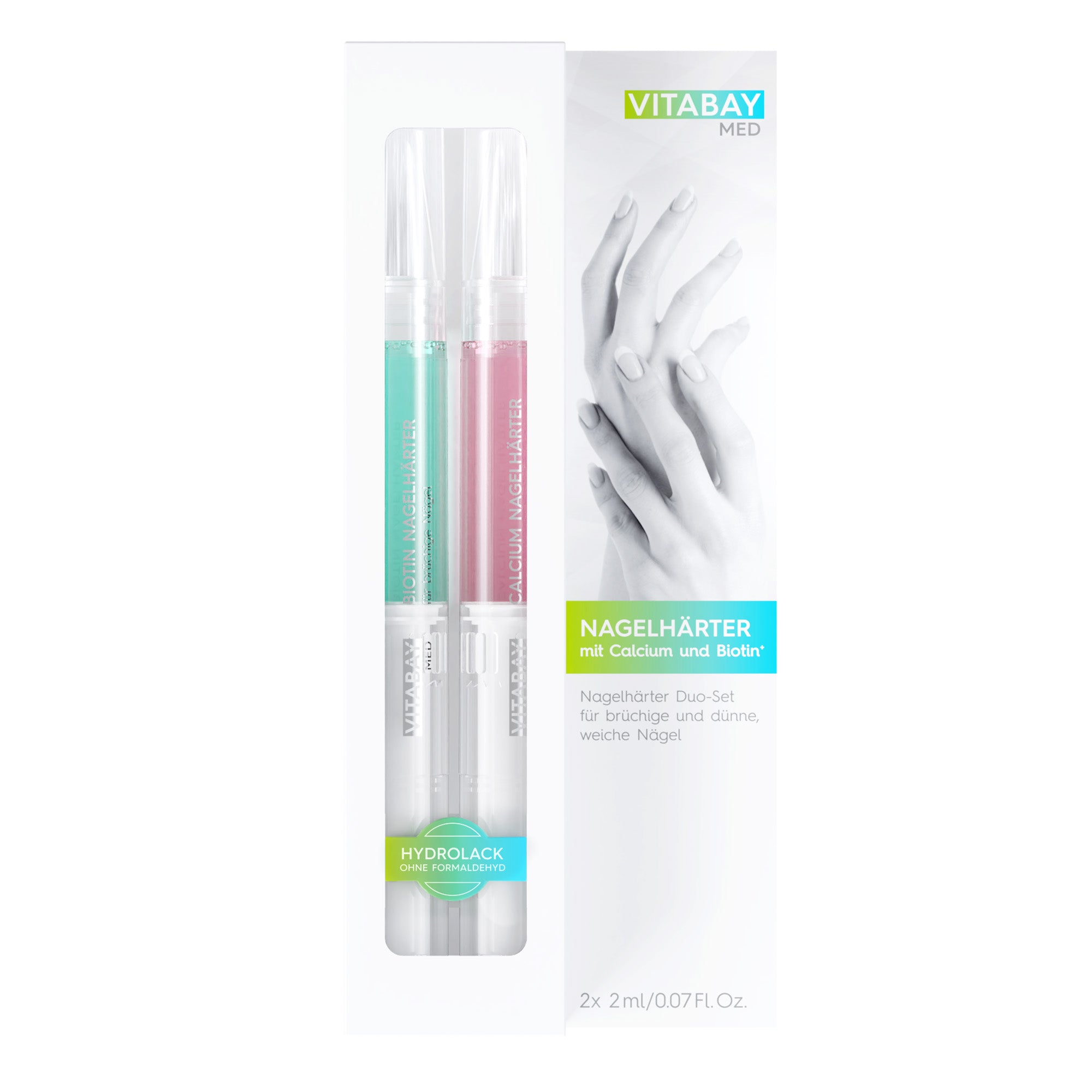 Nagelhärter Duo-Set 2 x 2 ml - mit Calcium und Biotin+ gegen brüchige, dünne, weiche Nägel