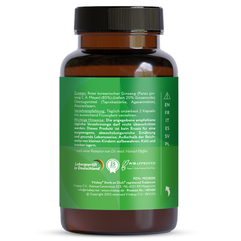 Estratto di Panax Ginseng Rosso 600 mg - 100 Capsule vegane