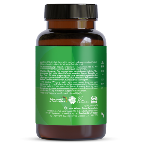 Melatonin 3 mg + Vitamin B6 – 120 Premium Melatonin Lutschtabletten mit Menthol