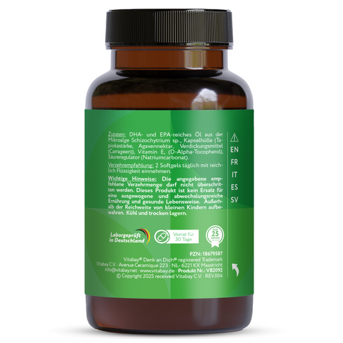 Capsule molli Omega 3 con 300 mg di olio di alghe DHA Vegan 60 capsule molli