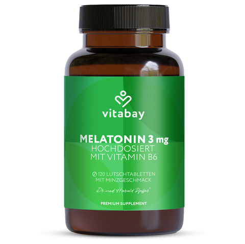 Melatonin 3 mg + Vitamin B6 – 120 Premium Melatonin Lutschtabletten mit Menthol